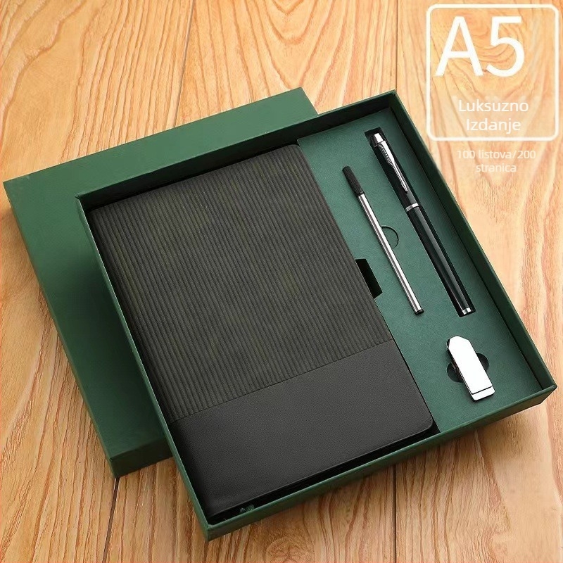 Vrhunski dvobojni blok za pisanje od umjetne kože, poslovni set bilježnica A5, jednostavan poklon kutija