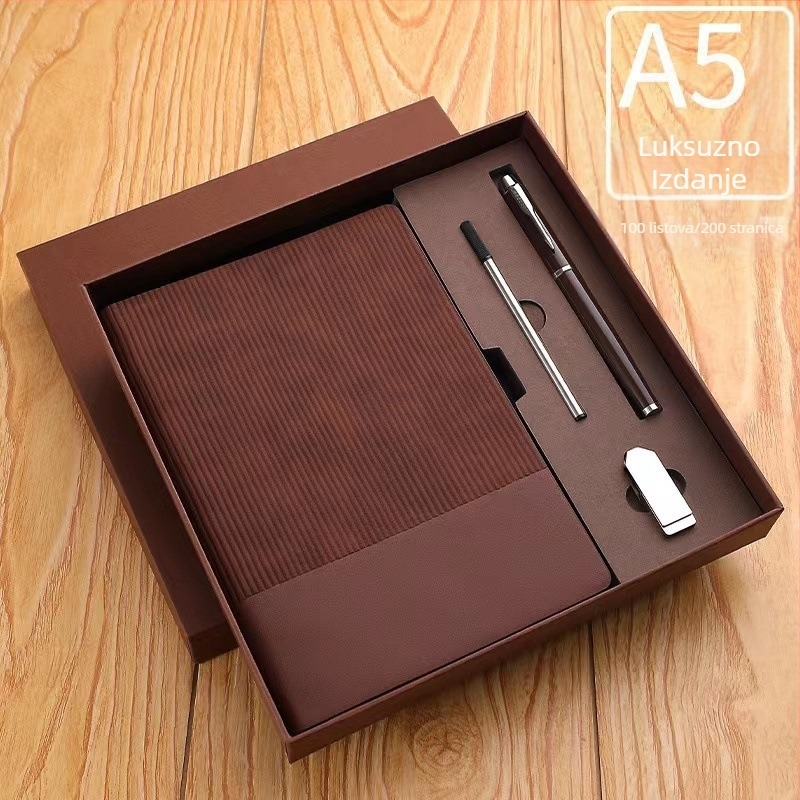 Vrhunski dvobojni blok za pisanje od umjetne kože, poslovni set bilježnica A5, jednostavan poklon kutija