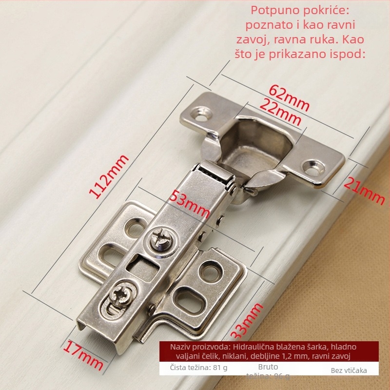 Hidraulični odbojnik šarka od nehrđajućeg čelika skrivena 180 stupnjeva vrata ormara preklopiva Zrakoplovna šarka LED svjetlo tvornica izravna prodaja