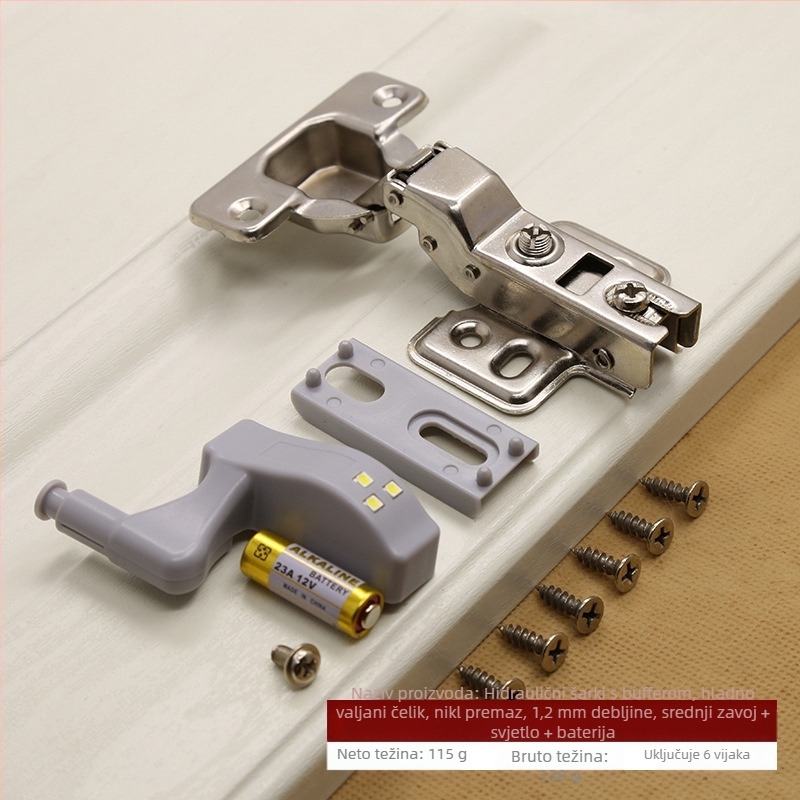 Hidraulični odbojnik šarka od nehrđajućeg čelika skrivena 180 stupnjeva vrata ormara preklopiva Zrakoplovna šarka LED svjetlo tvornica izravna prodaja