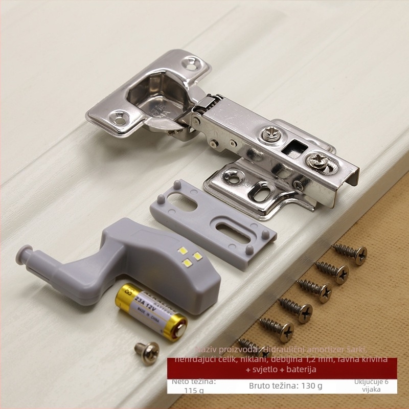 Hidraulični odbojnik šarka od nehrđajućeg čelika skrivena 180 stupnjeva vrata ormara preklopiva Zrakoplovna šarka LED svjetlo tvornica izravna prodaja