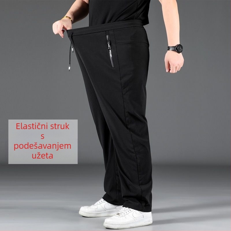 Plus Size Ležerne hlače za muškarce, široke ravne debele trenirke, ljetne tanke, brzosušeće hlače za debele muškarce