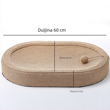 Sisalova ploča za grebanje mačaka, integrirana ploča za pijesak za mačke, otporna na habanje, otporna na ogrebotine, ploča za mačje kandže, umivaonik, ploča za grebanje mačaka, ovalna ploča za brušenje mačaka