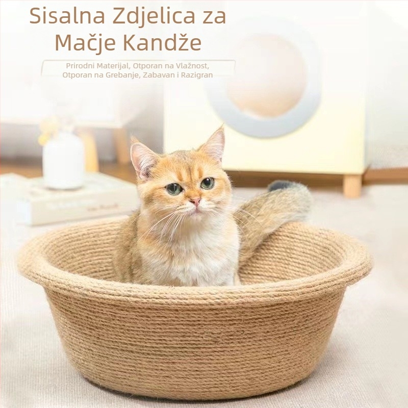 Sisalova ploča za grebanje mačaka, integrirana ploča za pijesak za mačke, otporna na habanje, otporna na ogrebotine, ploča za mačje kandže, umivaonik, ploča za grebanje mačaka, ovalna ploča za brušenje mačaka