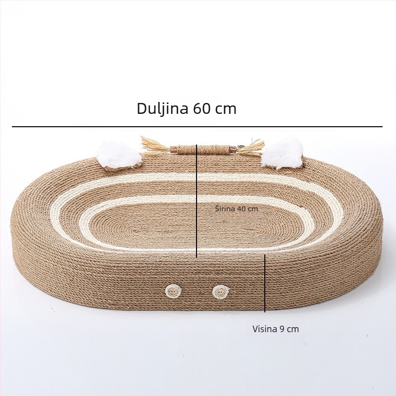 Sisalova ploča za grebanje mačaka, integrirana ploča za pijesak za mačke, otporna na habanje, otporna na ogrebotine, ploča za mačje kandže, umivaonik, ploča za grebanje mačaka, ovalna ploča za brušenje mačaka