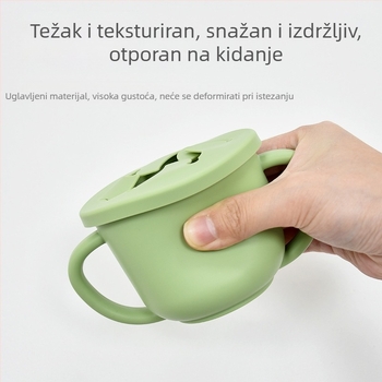 Najprodavanija dječja silikonska šalica za grickalice s dvostrukim uhom i otvorom, posebna šalica za učenje za dojenčad i malu djecu, pribor za majke i dojenčad, šalica za piće za bebe