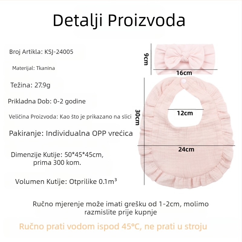 Europski i američki podbradnik za nove bebe s mašnom, dječji podbradnik s naboranim rubom i skliskim ručnikom za bebe