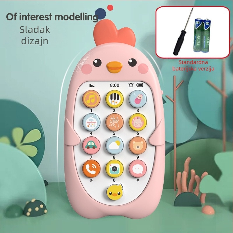 Dječji glazbeni mobitel, edukativne igračke za rano obrazovanje, simulacija ugriza dojenčadi, model telefona za piliće, kineski i engleski, dvojezični