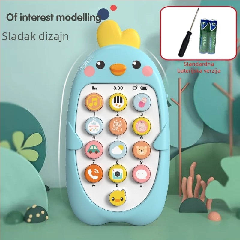 Dječji glazbeni mobitel, edukativne igračke za rano obrazovanje, simulacija ugriza dojenčadi, model telefona za piliće, kineski i engleski, dvojezični