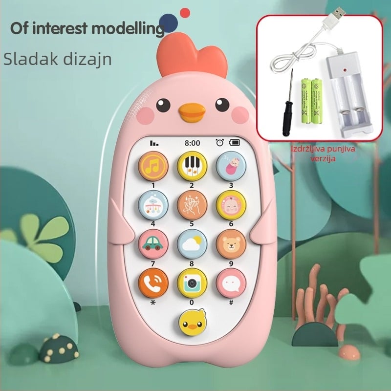 Dječji glazbeni mobitel, edukativne igračke za rano obrazovanje, simulacija ugriza dojenčadi, model telefona za piliće, kineski i engleski, dvojezični
