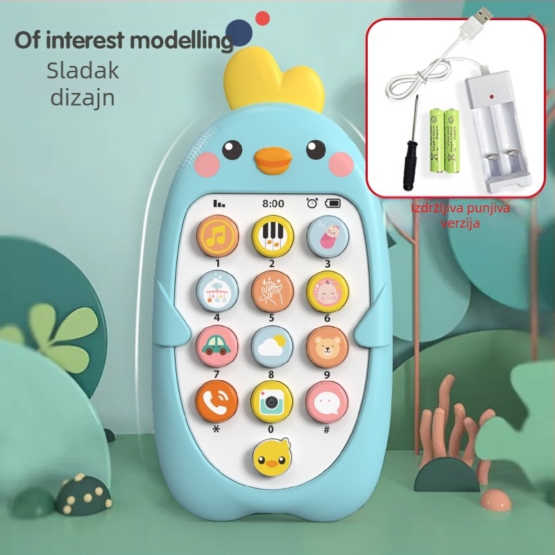 Dječji glazbeni mobitel, edukativne igračke za rano obrazovanje, simulacija ugriza dojenčadi, model telefona za piliće, kineski i engleski, dvojezični