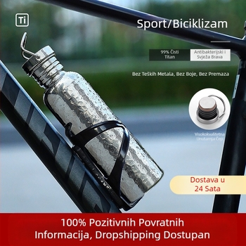 Čisti titanijski sportski biciklistički čajnik, čajnik za sportove na otvorenom, prijenosna šalica za vodu za putovanja, lagani čajnik za kampiranje, čajnik s uzorkom čekića