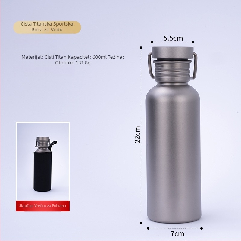 Čisti titanijski sportski biciklistički čajnik, čajnik za sportove na otvorenom, prijenosna šalica za vodu za putovanja, lagani čajnik za kampiranje, čajnik s uzorkom čekića