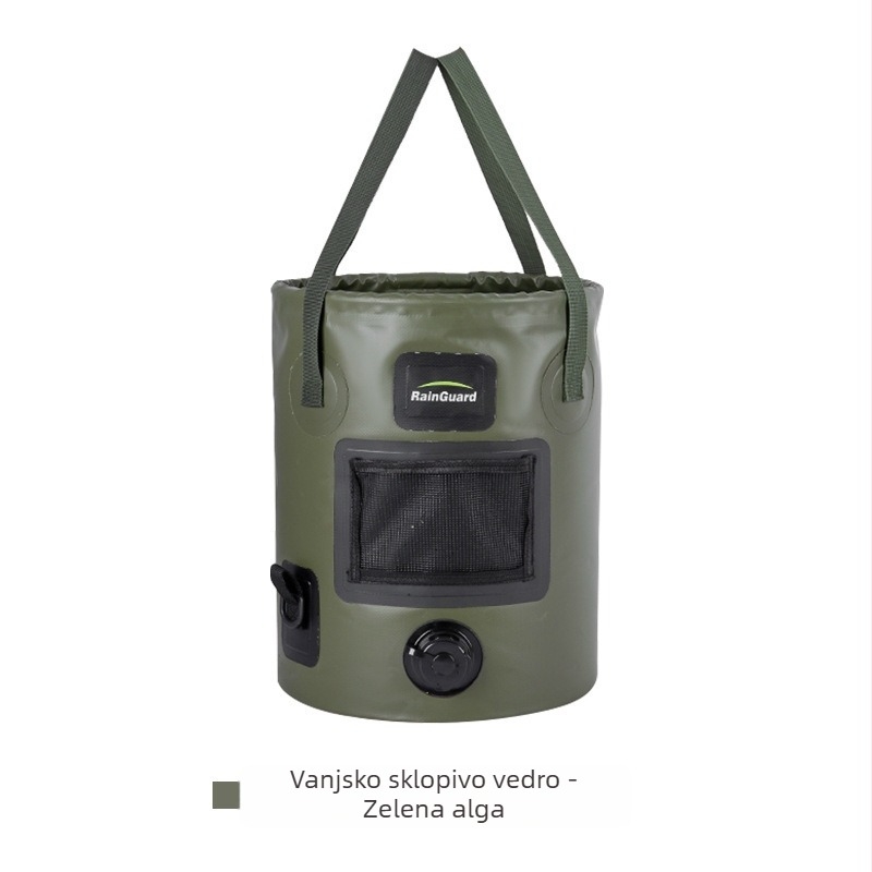 Vanjska sklopiva kanta, prijenosna kanta s ventilom, kampiranje, okrugla ručna kanta velikog kapaciteta s poklopcem, kanta za ribolov