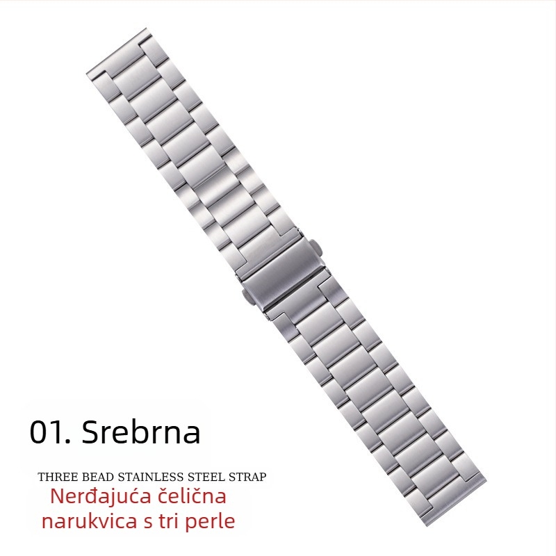 Pogodno za remen za Apple Watch iWatch remen za sat s tri perle, metalni remen od nehrđajućeg čelika, remen za Apple Watch S10