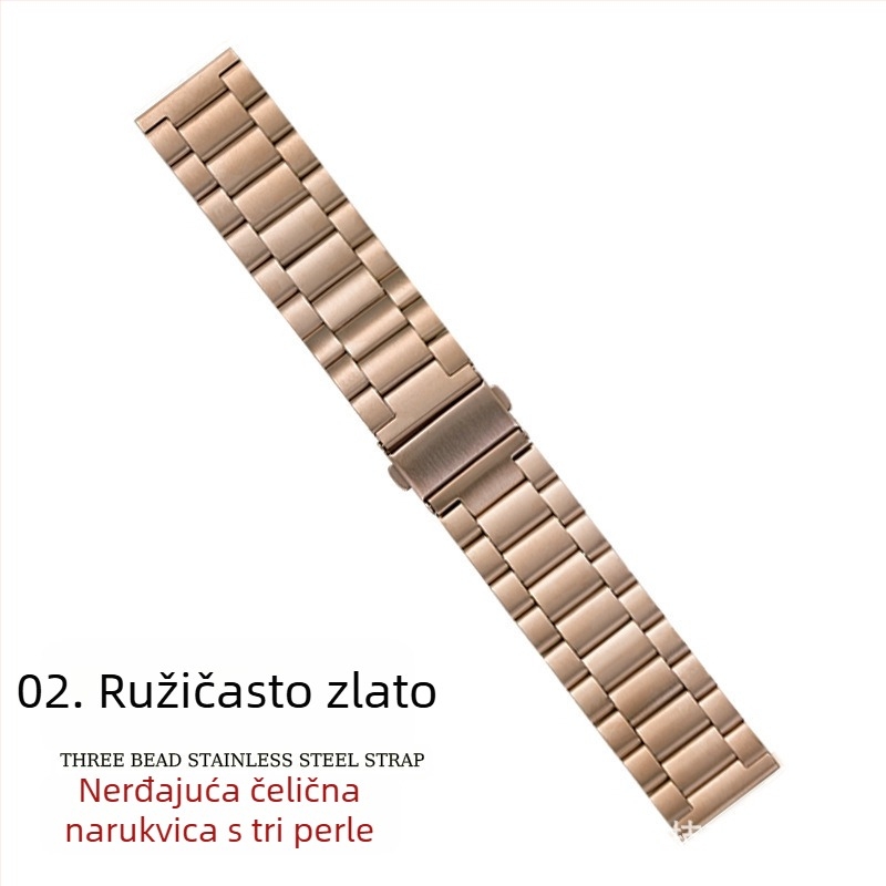 Pogodno za remen za Apple Watch iWatch remen za sat s tri perle, metalni remen od nehrđajućeg čelika, remen za Apple Watch S10