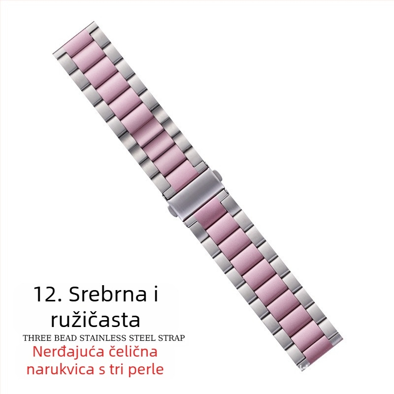 Pogodno za remen za Apple Watch iWatch remen za sat s tri perle, metalni remen od nehrđajućeg čelika, remen za Apple Watch S10