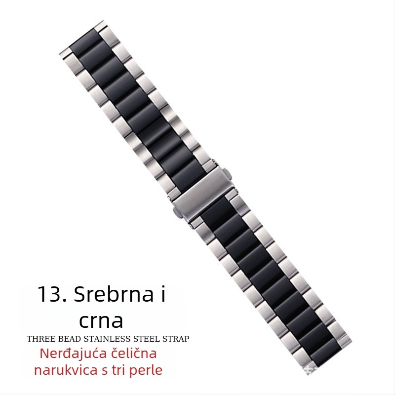 Pogodno za remen za Apple Watch iWatch remen za sat s tri perle, metalni remen od nehrđajućeg čelika, remen za Apple Watch S10