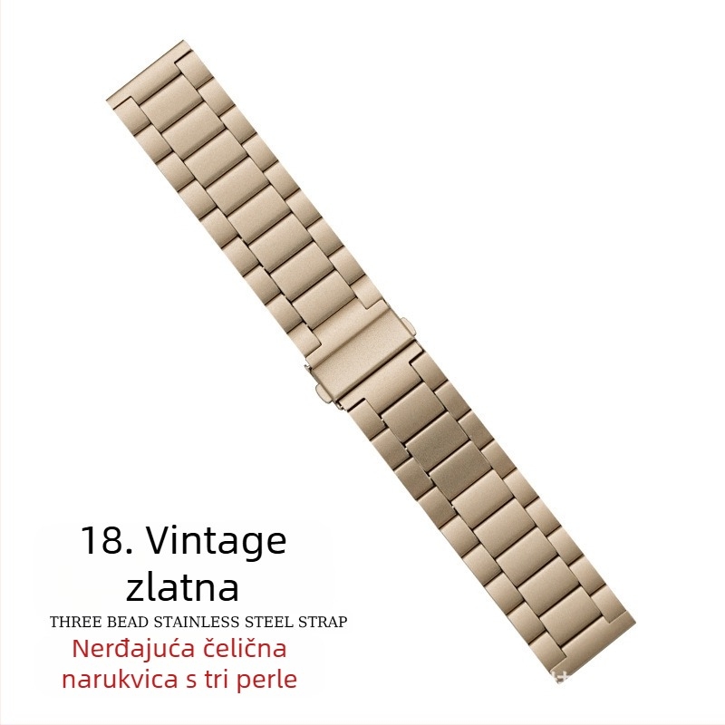 Pogodno za remen za Apple Watch iWatch remen za sat s tri perle, metalni remen od nehrđajućeg čelika, remen za Apple Watch S10
