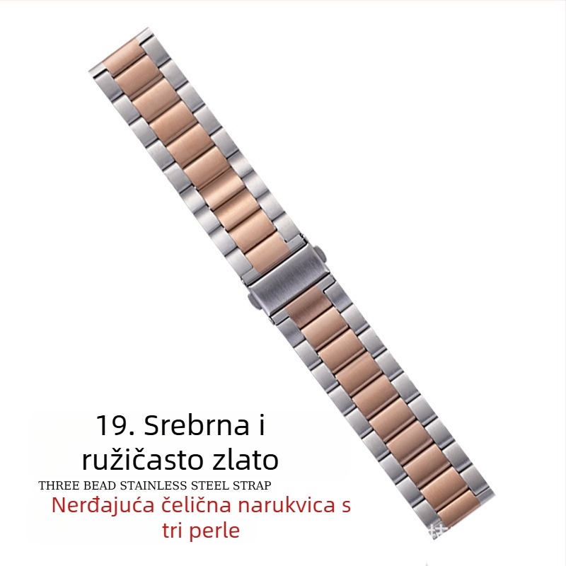 Pogodno za remen za Apple Watch iWatch remen za sat s tri perle, metalni remen od nehrđajućeg čelika, remen za Apple Watch S10