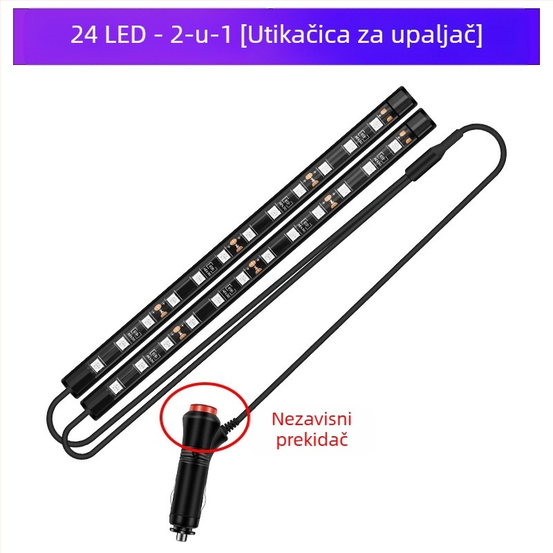 Automobilska prednja svjetla, LED šarena plinska svjetiljka, bez modifikacije unutrašnjosti automobila, USB potplat, unutarnja svjetiljka za glazbeni ritam