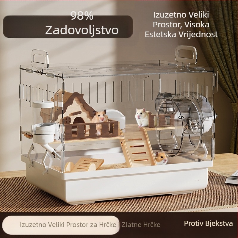 Kavez za hrčke Zlatni medvjed Posebna akrilna velika prozirna luksuzna vila kutija za uzgoj Pribor za igračke Jeftin set