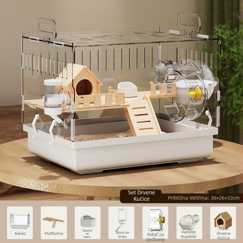 Kavez za hrčke Zlatni medvjed Posebna akrilna velika prozirna luksuzna vila kutija za uzgoj Pribor za igračke Jeftin set