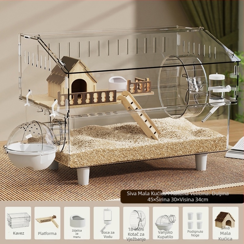 Kavez za hrčke Zlatni medvjed Posebna akrilna velika prozirna luksuzna vila kutija za uzgoj Pribor za igračke Jeftin set