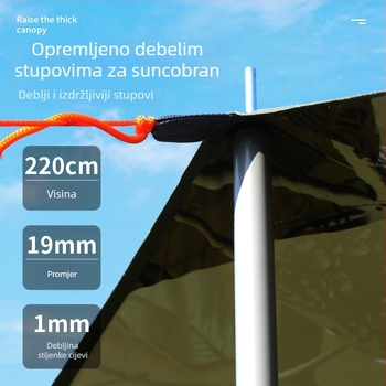 Crna gumena nadstrešnica za vanjski šator, krema za sunčanje, tkanina za sunčanje, zadebljana vodootporna Oxford tkanina za kampiranje, 6-20 osoba, višenamjenska nadstrešnica