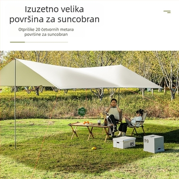 Crna gumena nadstrešnica za vanjski šator, krema za sunčanje, tkanina za sunčanje, zadebljana vodootporna Oxford tkanina za kampiranje, 6-20 osoba, višenamjenska nadstrešnica