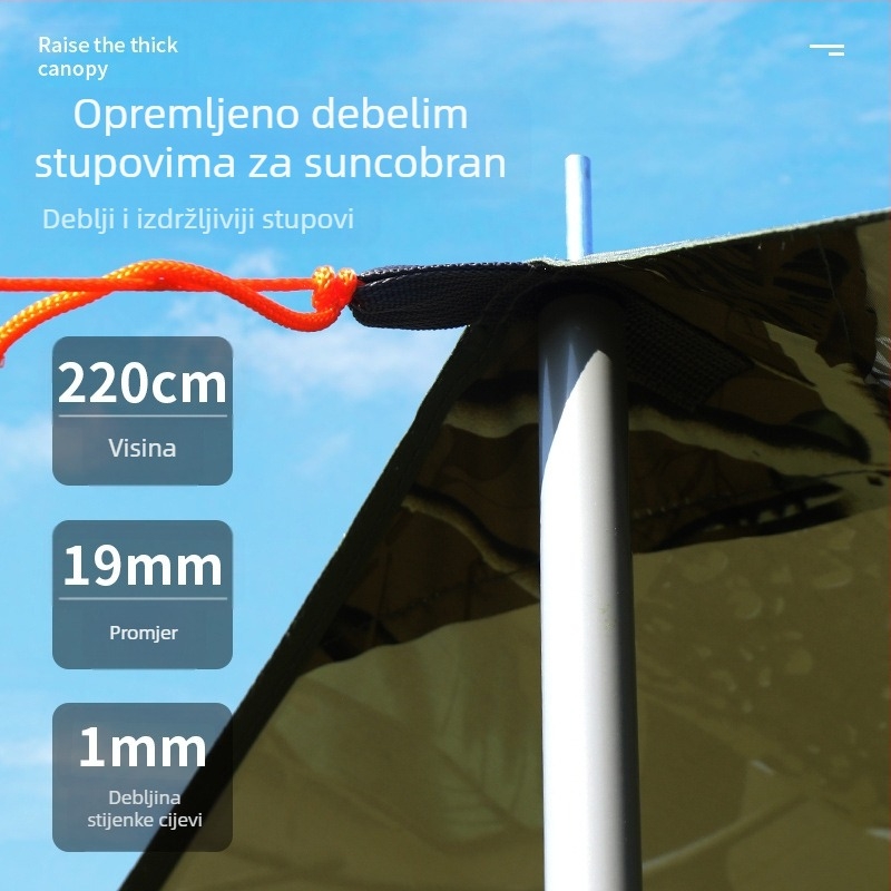 Crna gumena nadstrešnica za vanjski šator, krema za sunčanje, tkanina za sunčanje, zadebljana vodootporna Oxford tkanina za kampiranje, 6-20 osoba, višenamjenska nadstrešnica