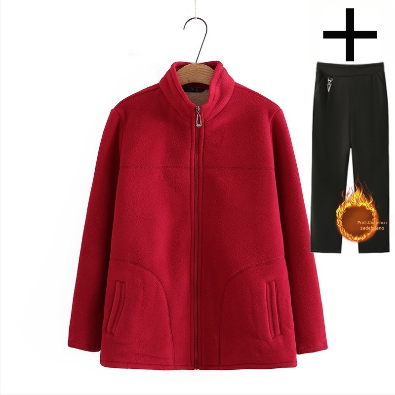 Majčin flis kaput Proljetna odjeća Zimska odjeća s flis podstavom Ženska flis odjeća za osobe srednje i starije dobi Odjeća za bake Proljeće i jesen