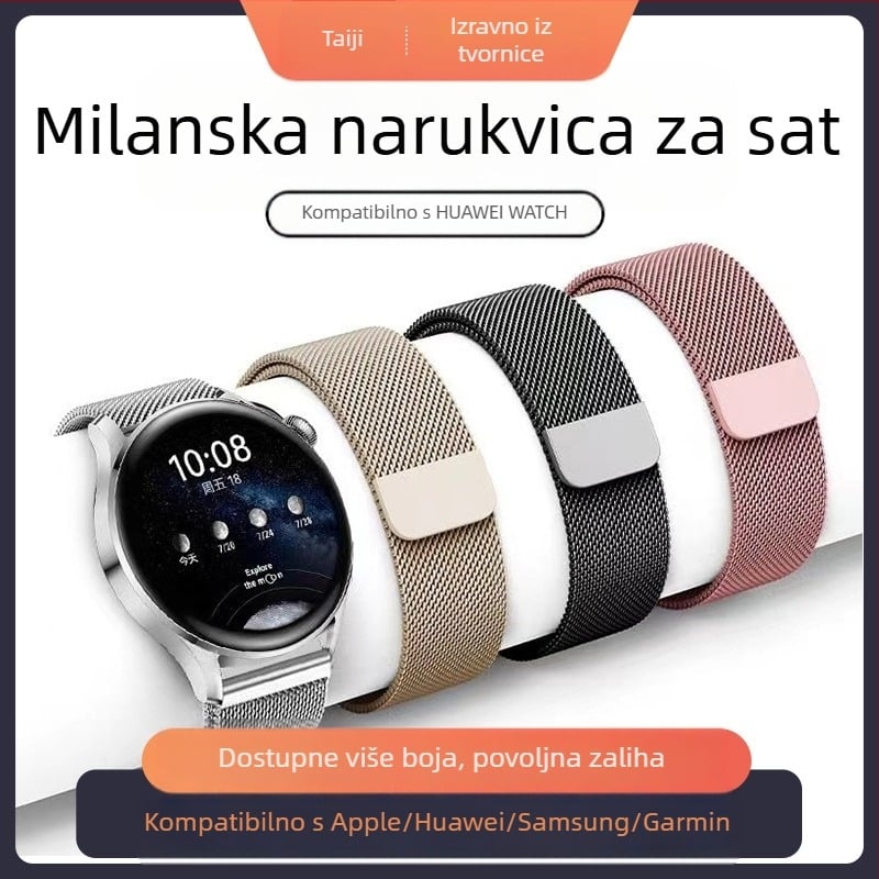 Milanski magnetski remen od nehrđajućeg čelika Gt6 22 mm pogodan za Huawei Watch 54, Samsung Xiaomi S4, Garmin