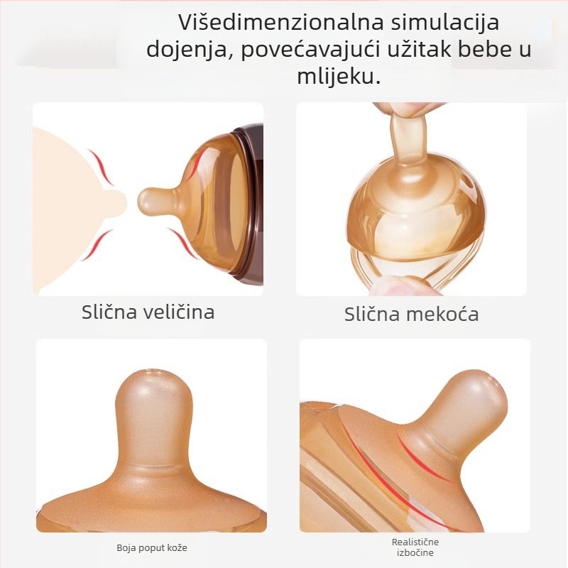 Silikonska bočica za novorođenčad, 6 mjeseci i više, duda s lučnim dizajnom za majčino mlijeko