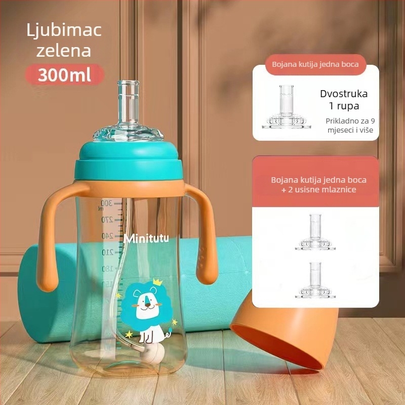 Minitutu nano boja široka usta PP šalica od tri sippy cup bočica duda usisna usta pačji kljun beba 300