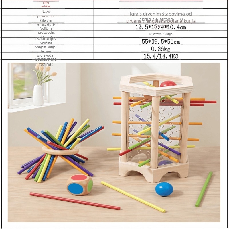 Prekogranična dječja igra s drvenim štapićima, edukativne kockice za bebe, boja, roditelj-dijete, interaktivna matematika, Montessori drvene igračke