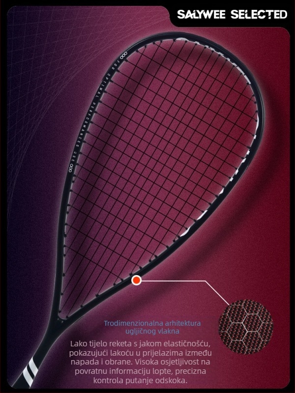 Salywee Nadograđeni Full Carbon Profesionalni Sportski Reket za Squash Olivia 2.0 Integrirani Ultra-Light 155±5g