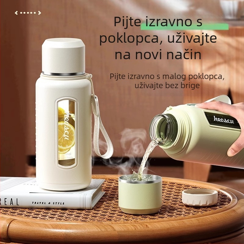 Enermei staklena šalica za vodu velikog kapaciteta za djevojčice, nova, za čaj, za odvajanje vode, prijenosna, ljetna, otporna na padove, otporna na visoke temperature