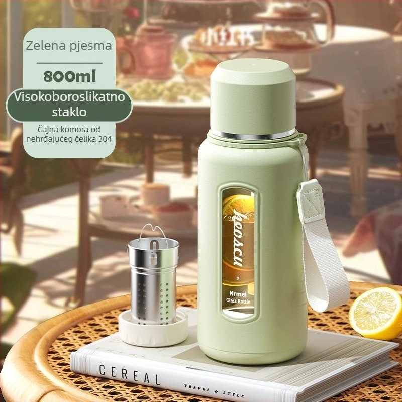 Enermei staklena šalica za vodu velikog kapaciteta za djevojčice, nova, za čaj, za odvajanje vode, prijenosna, ljetna, otporna na padove, otporna na visoke temperature