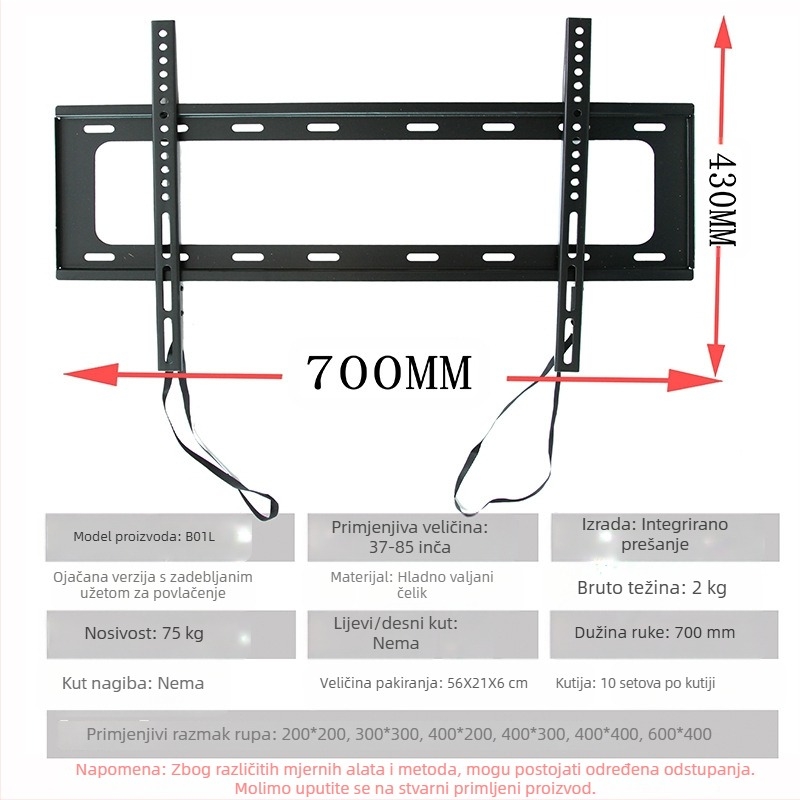 Nosač za TV, TV stalak, Teleskopski TV stalak 14-120 inča, veleprodajna cijena, zidni nosač
