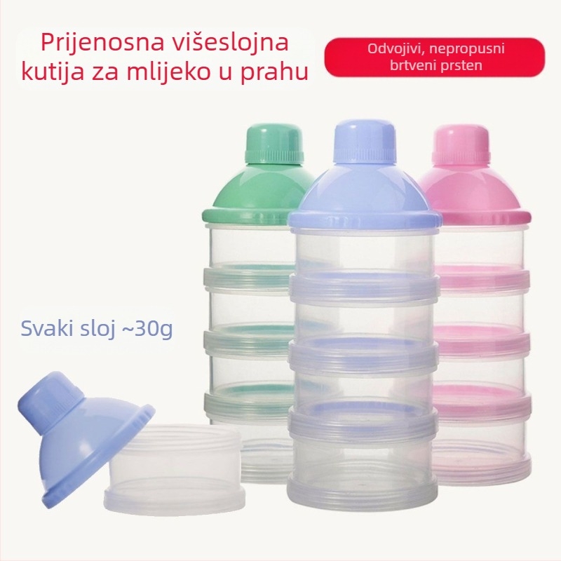Pretinac za mlijeko u prahu Kutija za mlijeko u prahu za dojenčad, slojevita uklonjiva kutija s rižinim rezancima, kutija za grickalice, kutija za pohranu mlijeka u prahu, prekogranična, jednodijelna
