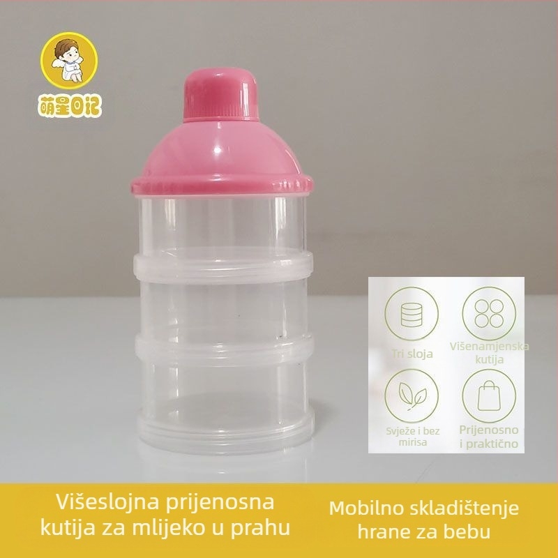 Pretinac za mlijeko u prahu Kutija za mlijeko u prahu za dojenčad, slojevita uklonjiva kutija s rižinim rezancima, kutija za grickalice, kutija za pohranu mlijeka u prahu, prekogranična, jednodijelna
