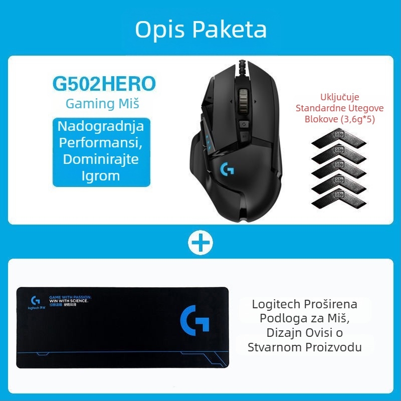 Logitech G502HERO Žičani miš za igre Master se Električni natjecateljski mehanički protuteža jedenje piletine cf makro programiranje raspakiranje