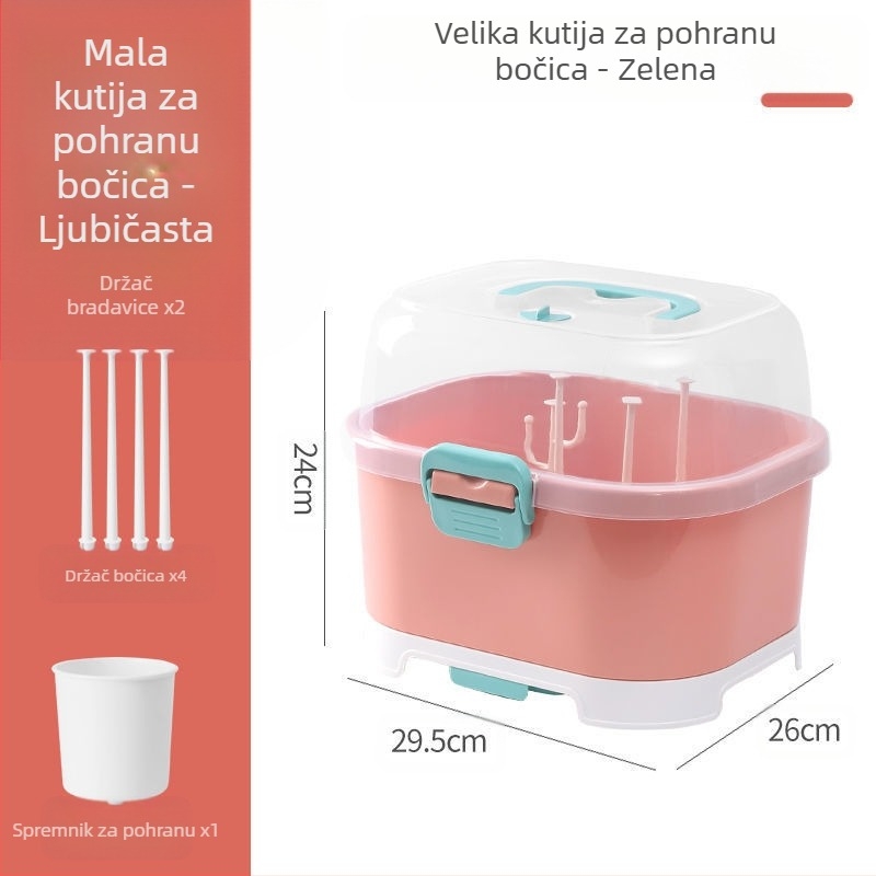 2025 Novi proizvod Kućni pribor za jelo za bebe Organizator za boce za kućne ljubimce Materijal Otporan na prašinu i kutija za boce za ispuštanje vode