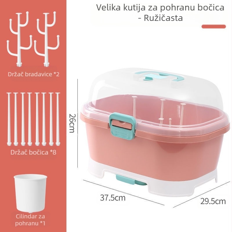 2025 Novi proizvod Kućni pribor za jelo za bebe Organizator za boce za kućne ljubimce Materijal Otporan na prašinu i kutija za boce za ispuštanje vode