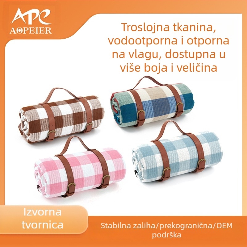 Prostirka za piknik s ugljikohidratiziranim kožnim remenom, za vanjske izlete, kampiranje, prostirka otporna na vlagu, tkanina za piknik, kampiranje, planinarenje
