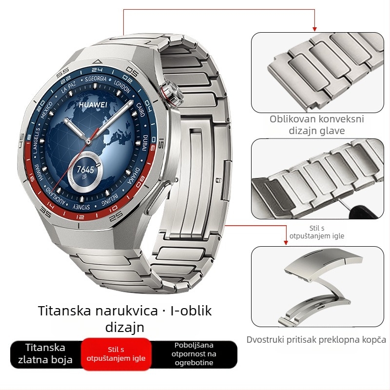 Pogodno za Huawei Gt5/Pro sat, remen od titana, legura čistog titana, Gt4/Watch5/4/6, poslovni stil, remen za sat