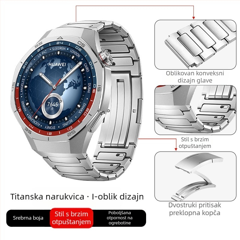 Pogodno za Huawei Gt5/Pro sat, remen od titana, legura čistog titana, Gt4/Watch5/4/6, poslovni stil, remen za sat