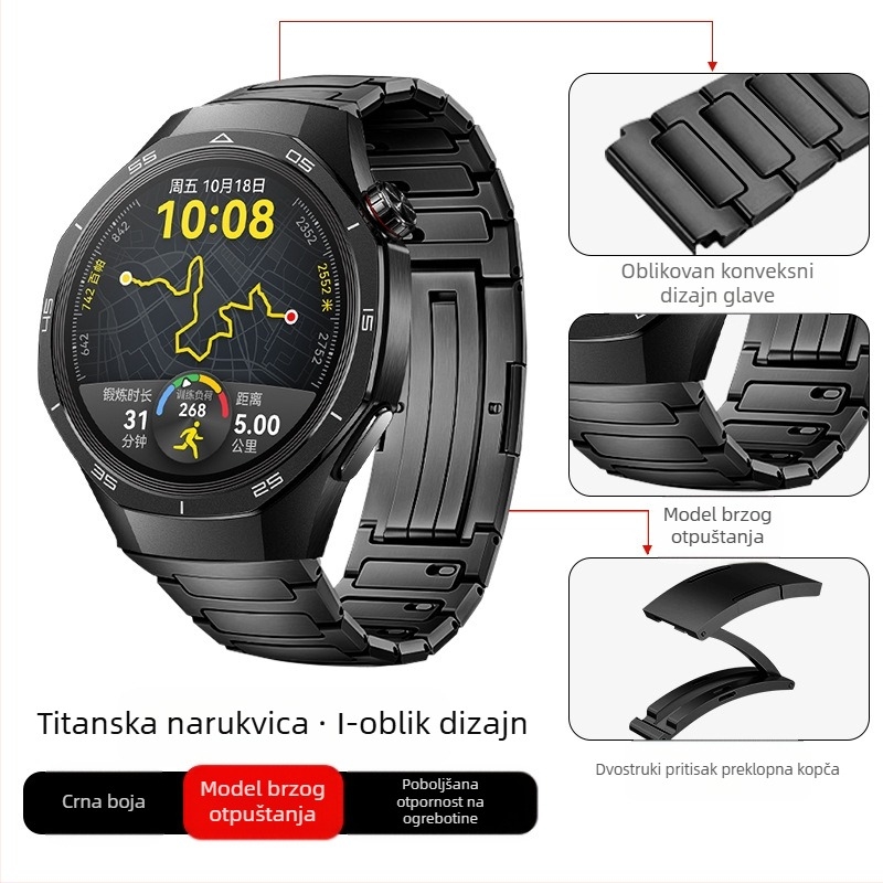 Pogodno za Huawei Gt5/Pro sat, remen od titana, legura čistog titana, Gt4/Watch5/4/6, poslovni stil, remen za sat