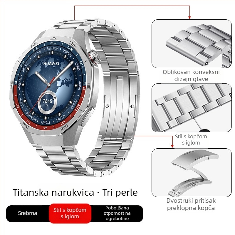 Pogodno za Huawei Gt5/Pro sat, remen od titana, legura čistog titana, Gt4/Watch5/4/6, poslovni stil, remen za sat